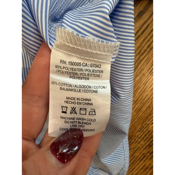 Anthropologie DRA Womens Pinstripe Flutter Sleeve Top - Picture 9 of 12